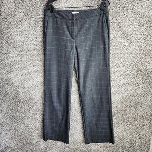 J Jill Dress Pants Womens 10 Gray Windowpane Straight‎ Leg Zip Career Ladies